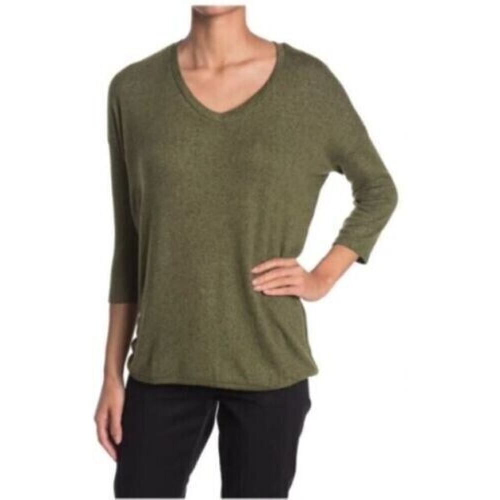 Philosophy Women's Cozy Soft V-Neck Tee in Heathered Fatigue Green‎ XSmall $25